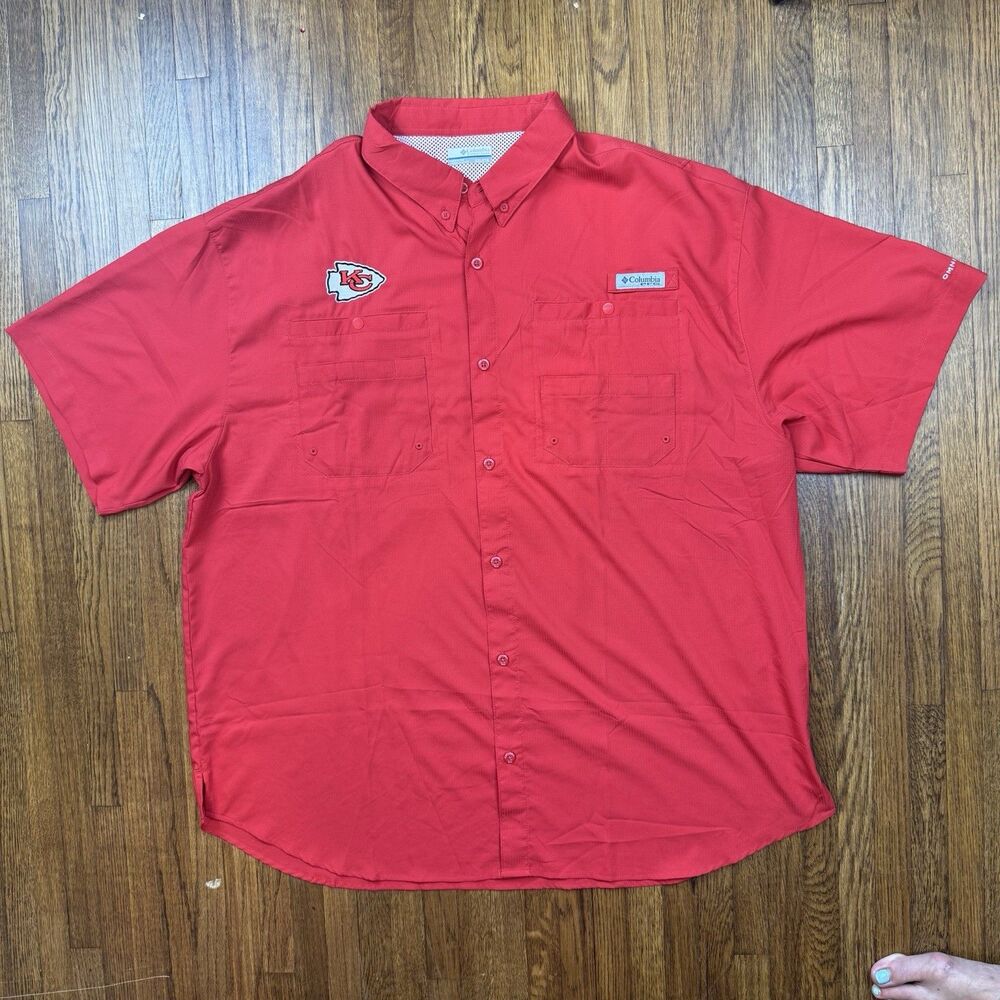 Columbia PFG Kansas City Chiefs Red 2XL Short Sleeve Button-Down Omni-Shade